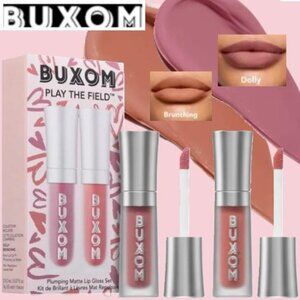 BUXOM Play The Field 2pc Mini-Plumping Matte Lip Gloss Set~DOLLY & BRUNCHING NIB